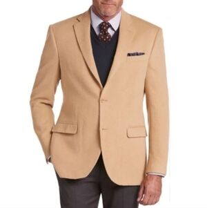 Jos. A Bank 100% Camel Hair Sports Coat Size 40S Tan Office Church **Read**‎